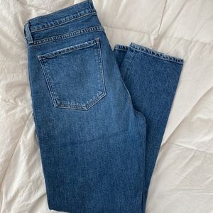 Agolde Nico. Mid blue/EUC. Slight distressing. 31, slim leg.